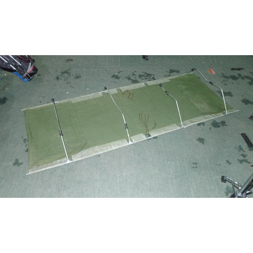 2149 - 2 ex-British army cot type camping beds and 2 x roll type sleeping mats