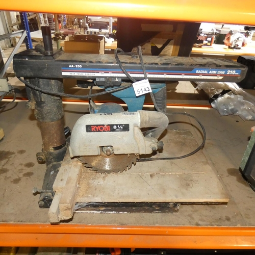 5143 - A Ryobi radial arm saw 210mm, 240v