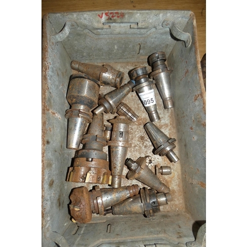 5095 - 1 metal Tote Pan tray containing a quantity of various milling holders / cutters