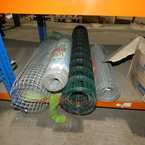 5380 - 4 rolls of various type wire mesh fencing