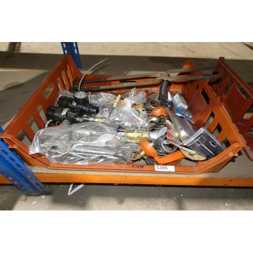 5395 - A quantity of various hand tools. Contents of 1 plastic crate which is not included