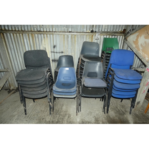 5397 - A quantity of approx 42 various metal framed stacking chairs