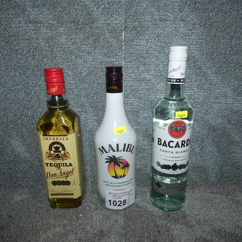 1028 - A bottle of Bacardi, Malibu & Tequila