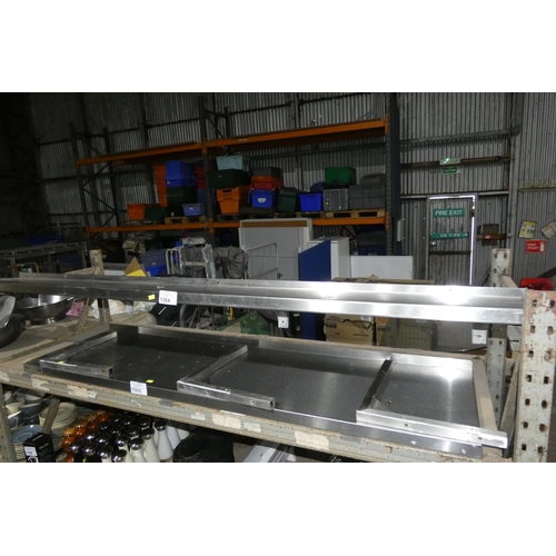 1064 - A commercial stainless steel wall mounted catering shelf approx 198cm