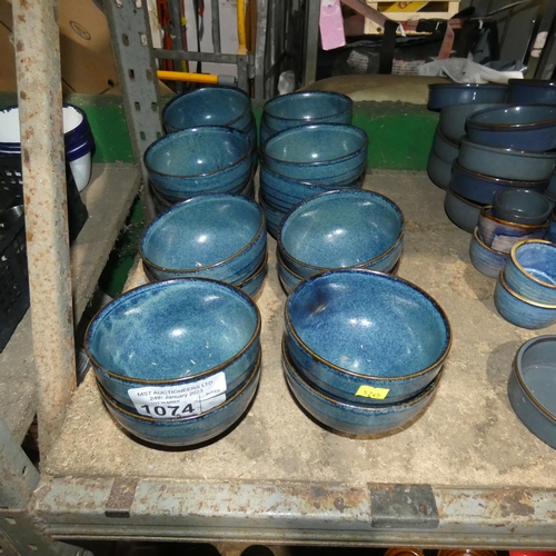 1074 - 20 blue stoneware style crockery bowls by Churchill