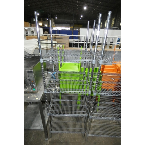 1269 - A metal catering type rack with 4 shelves approx 60x60x182