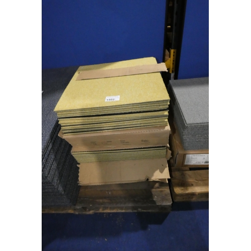 1502 - A quantity of approx 103 yellow carpet tiles each 50 x 50cm