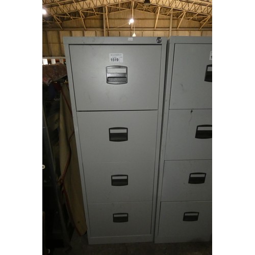 1519 - A grey metal four drawer filing cabinet