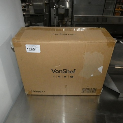 1285 - A boxed stainless steel meat slicer by VonShef type 2000077 - trade