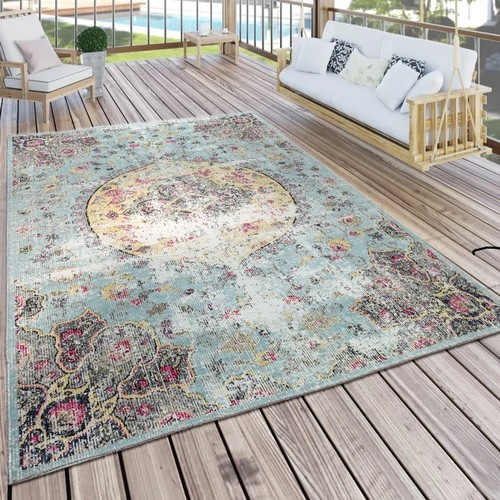 355 - An Amber flatweave turquoise, pink and cream rug approx 200 x 280cm RRP £70