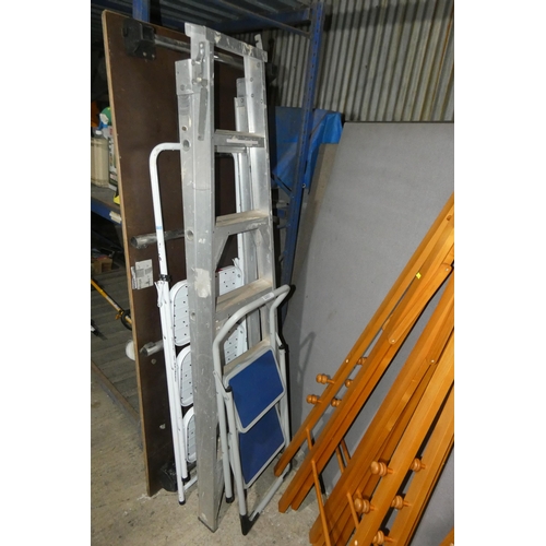 2067 - An aluminium step ladder and 2 other sets of small folding steps