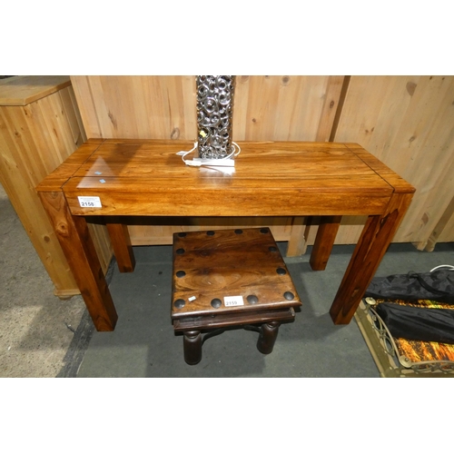 2158 - A dark wood table approx 120 x 45cm