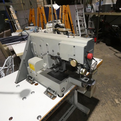 2063 - A Mitsubishi PLK-E03BT industrial multi stitch sewing machine 240v, fitted with a PLK-E-PAL screen a... 