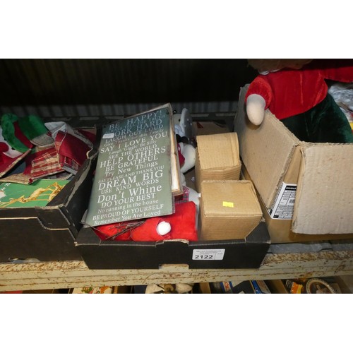 2122 - A quantity of various Christmas decorations. Contents of 1 shelf