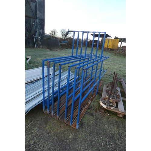 5810 - 1 metal rack used for storing sheet material, measuring approx 245cm long x 72cm wide x 158cm high