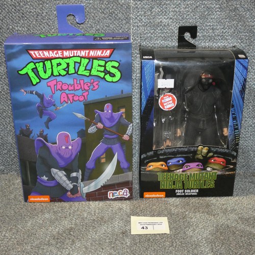 43 - 2 Teenage Mutant Ninja Turtles collectible action figures, Troubles a Foot & Foot Soldier , retail a... 