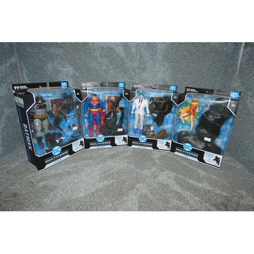 90 - 4 DC Universe boxed unused collectible action figures, combined to build the Dark Knights black hors... 