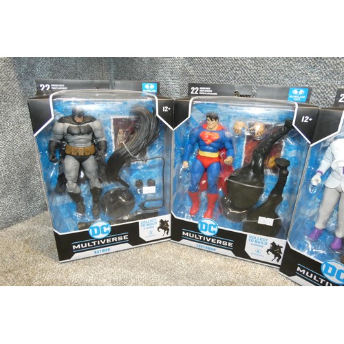 90 - 4 DC Universe boxed unused collectible action figures, combined to build the Dark Knights black hors... 