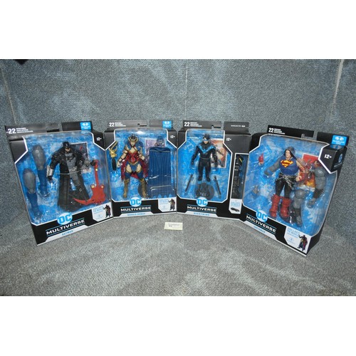 93 - 4 DC Universe boxed unused collectible action figures, Nightwing, Superman, Wonder Woman, Batman ret... 