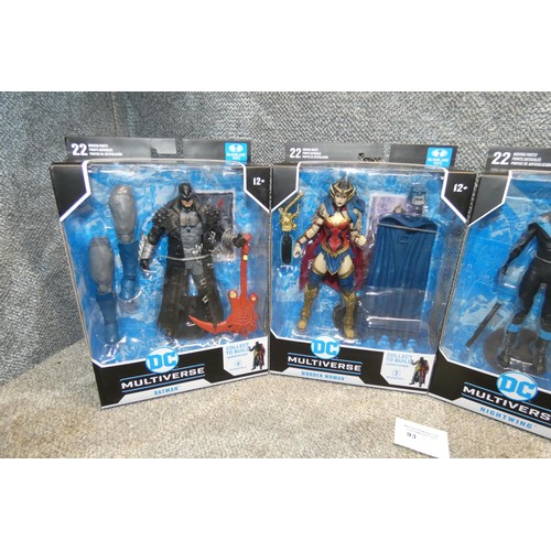 93 - 4 DC Universe boxed unused collectible action figures, Nightwing, Superman, Wonder Woman, Batman ret... 