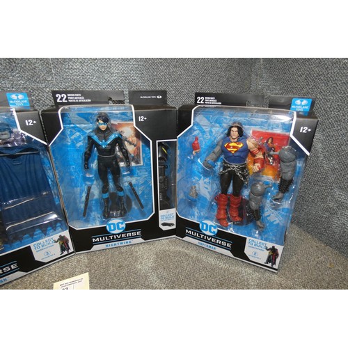 93 - 4 DC Universe boxed unused collectible action figures, Nightwing, Superman, Wonder Woman, Batman ret... 