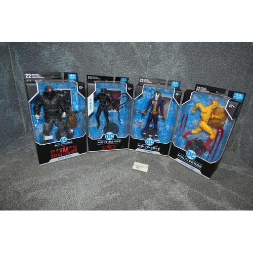 102 - 4 DC Multiverse boxed unused collectible action figures, The Joker, Reverse Flash, Catwoman, Bruce W... 