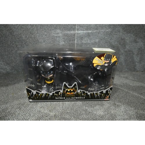 133 - A Cosbabys Batman and Batmobile collectible set, has been opened.