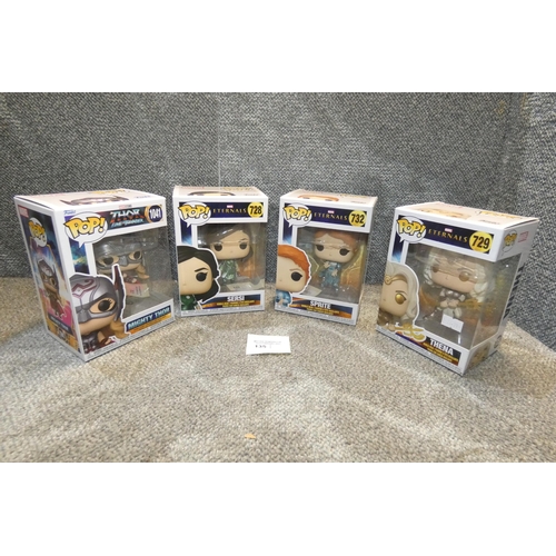 135 - 4 x boxed, unopened Funko Pop collectible bobblehead figures inc Thor Love and Thunder, please see p... 