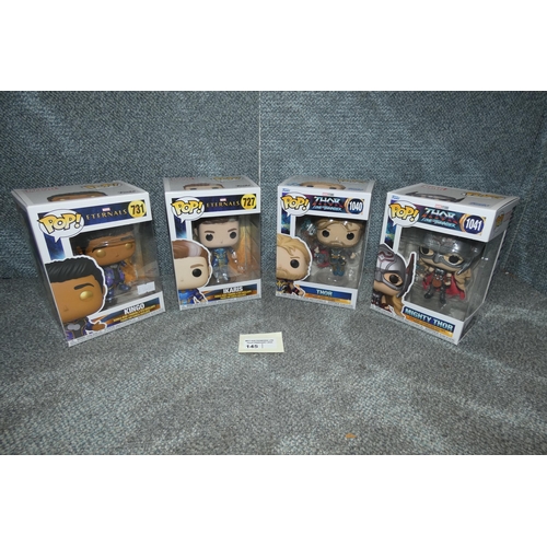 145 - 4 x boxed, unopened Funko Pop collectible bobblehead figures inc Thor Love and Thunder, please see p... 