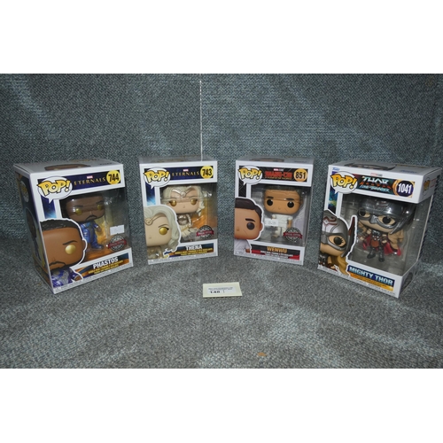 148 - 4 x boxed, unopened Funko Pop collectible bobblehead figures inc Thor Love and Thunder, please see p... 