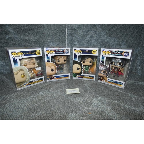 150 - 4 x boxed, unopened Funko Pop collectible bobblehead figures inc Thor Love and Thunder, please see p... 