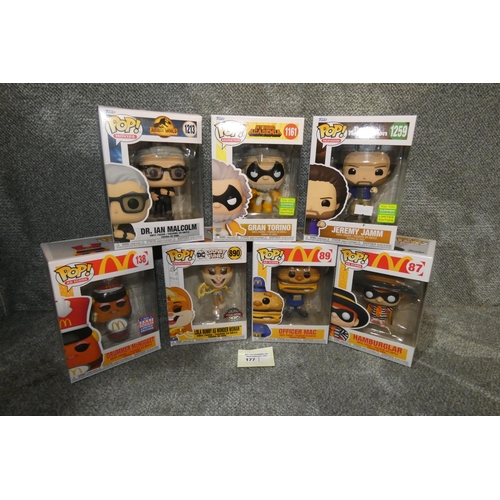 177 - 7 x various Funko Pop collectible figures, please see pictures for more details