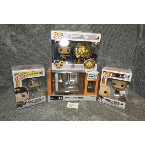 188 - 4 x Funko Pop collectible figures, inc The Office, special edition, please see pictures for more det... 