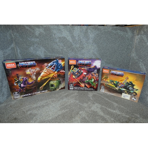 230 - 3 x Mega Contrux Masters Of The Universe building block sets - Panthor Vs Point Dread, Battle Cat Vs... 