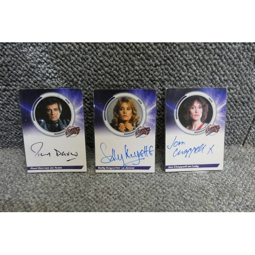 448 - 3 x rare Blakes 7 series 1 Autographed trading cards - Signed by Paul Darrow/Avon, Jan Chappell/Call... 