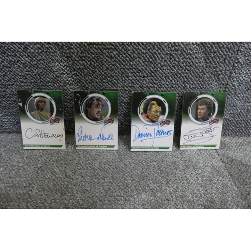 465 - 4 x rare Blakes 7 series 2 autographed trading cards - Signed by Carol Hawkins/Kerril, Richard Frank... 