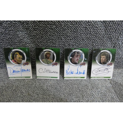 466 - 4 x rare Blakes 7 series 2 autographed trading cards - Signed by Carol Hawkins/Kerril, Richard Frank... 