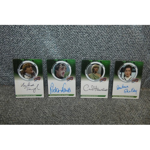 469 - 4 x rare Blakes 7 series 2 autographed trading cards - Signed by Carol Hawkins/Kerril, Richard Frank... 