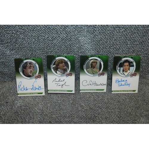 470 - 4 x rare Blakes 7 series 2 autographed trading cards - Signed by Carol Hawkins/Kerril, Richard Frank... 