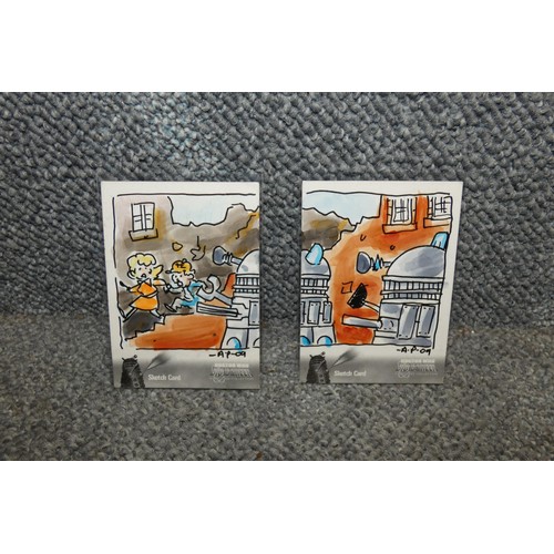 492 - A set of rare Doctor Who Big Screen Sketch cards by Amy Pronovost featuring Daleks 2 of 2