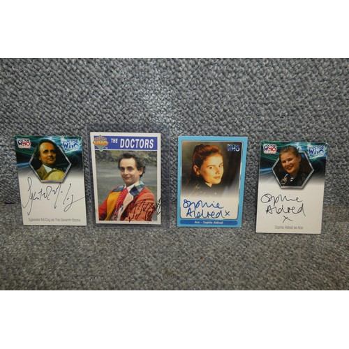 505 - 4 x rare Doctor Who autograph cards signed by Sylvester McCoy x 2 & Sophie Aldred/Ace x 2