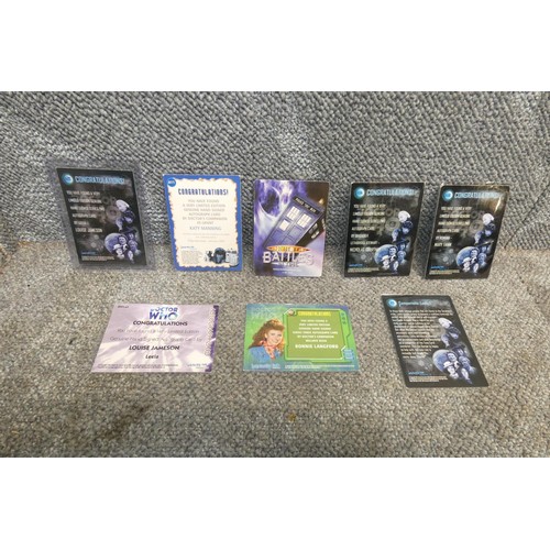 507 - 8 x rare Doctor Who autograph cards signed by Katy Manning, Bonnie Langford, Louise Jameson x 3, Mar... 