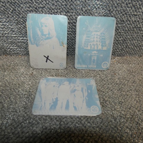 528 - 3 x Rare Doctor Who Metal trading card printing plates