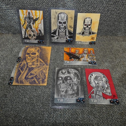 534 - 8 x Terminator II one of kind Sketch cards by Jeff Abar, Dave Strong, Andy Fry etc