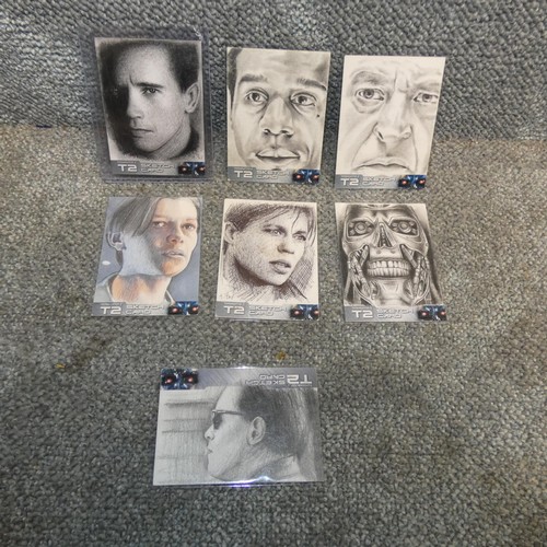 535 - 7 x Rare Terminator II one of a kind Sketch cards by Andy Fry, Dave Gaskin etc