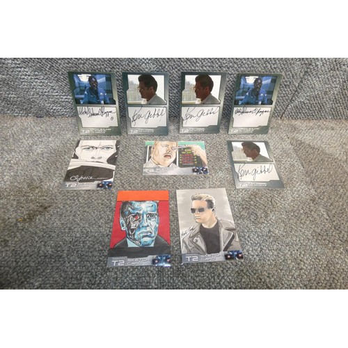 539 - 4 x rare Terminator II one of a kind Sketch cards & 5 Autograph cards