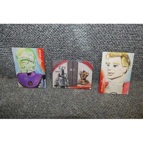 542 - 3 x rare one of a kind Gerry Anderson/Fireball XL5 Sketch cards, please see pictures for details