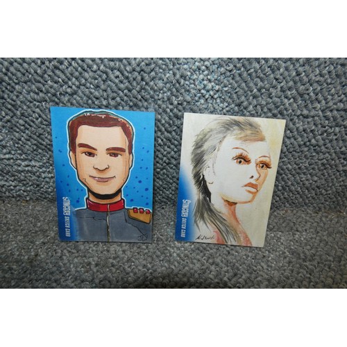 543 - 2 x rare one of a kind Gerry Anderson/Stingray Sketch cards, please see pictures for details