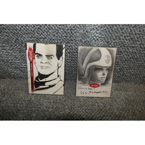 544 - 2 x rare one of a kind Gerry Anderson/Captain Scarlet Sketch cards by Andy Fry