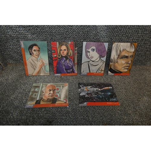 548 - 6 x rare one of a kind Gerry Anderson/UFO Sketch cards, please see pictures for details